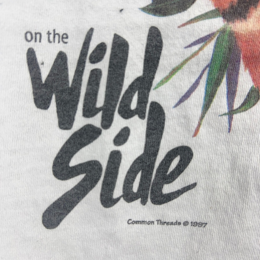 Vintage 1997 Anvil Tiger Graphic T Shirt Mens Large White Wild Side Nature Tee - Picture 5 of 12